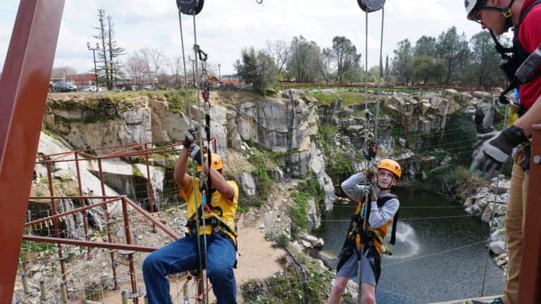 Zip liners crossing Big Gun Quarry
