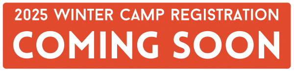 Orange banner with white text reads: "2025 Winter Camp Registration Coming Soon.
