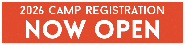 Red banner with white text stating, "2026 Camp Registration Now Open.